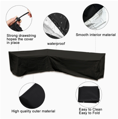 12 Sizes L-Shape All-Weather Cover Waterproof Rattan Corner Furniture Protector Garden Patio Outdoor Sofa Cover Dust Cover270*200*82cm — image 4