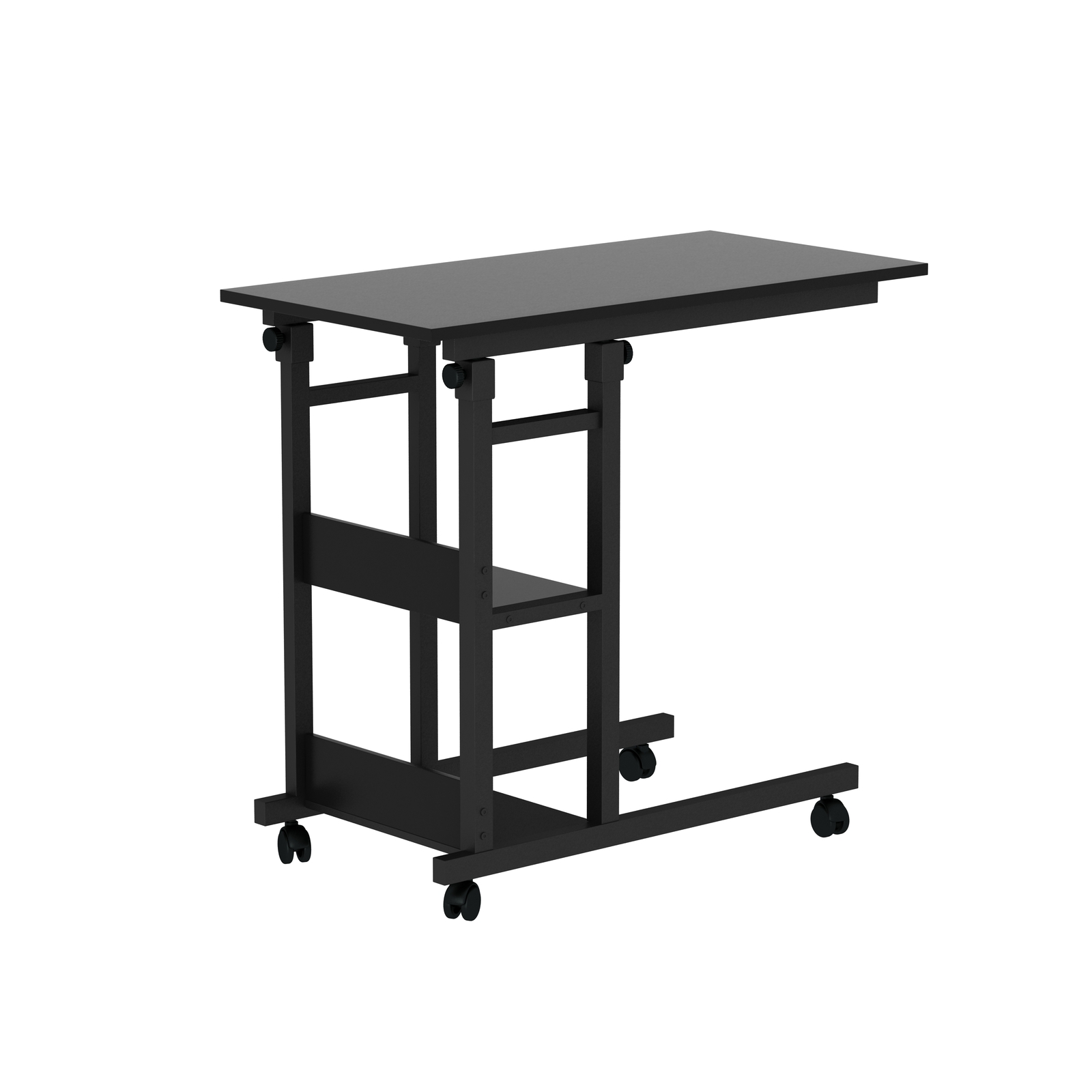 YES4HOMES Side Table with Storage Shelves, Height Adjustable Sofa Couch Coffee End Table Bedside Table Laptop Desk with Wheels โ image 6