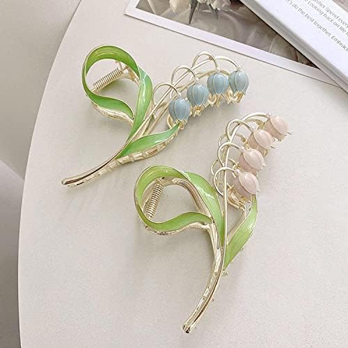 Pink Lily of the Valley Flower Hair Clips, Large Metal Clip, Orchid Clips, Lily of the Valley Jaw Clip Styling Accessories for T โ image 3