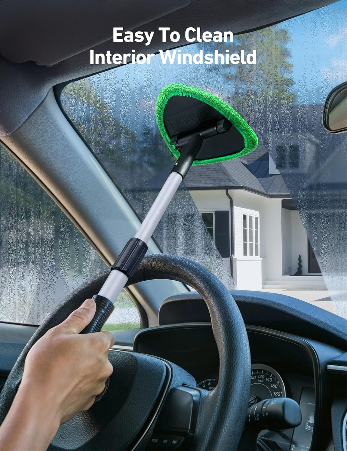 Windshield Washer, Car Windshield Cleaning Tool for Inside with 4 Reusable and Washable Microfiber Pads, Green โ image 4