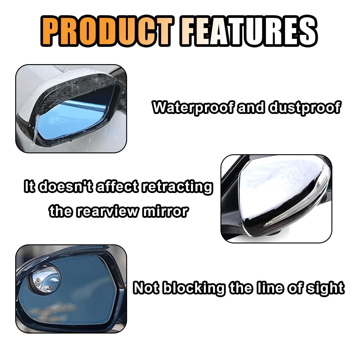 2PCS Car Rearview Mirror Rain Visor Fenders, Carbon Fiber Waterproof Side Mirror Protective Rain Eyebrow Keep(Carbon Fibre Black) — image 4