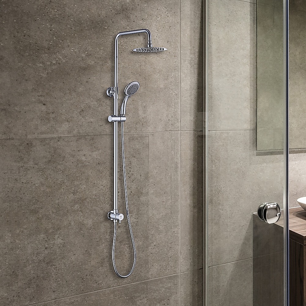 WELS 8" Rain Shower Head Set Rounded Dual Heads Faucet High Pressure Hand Held โ image 2