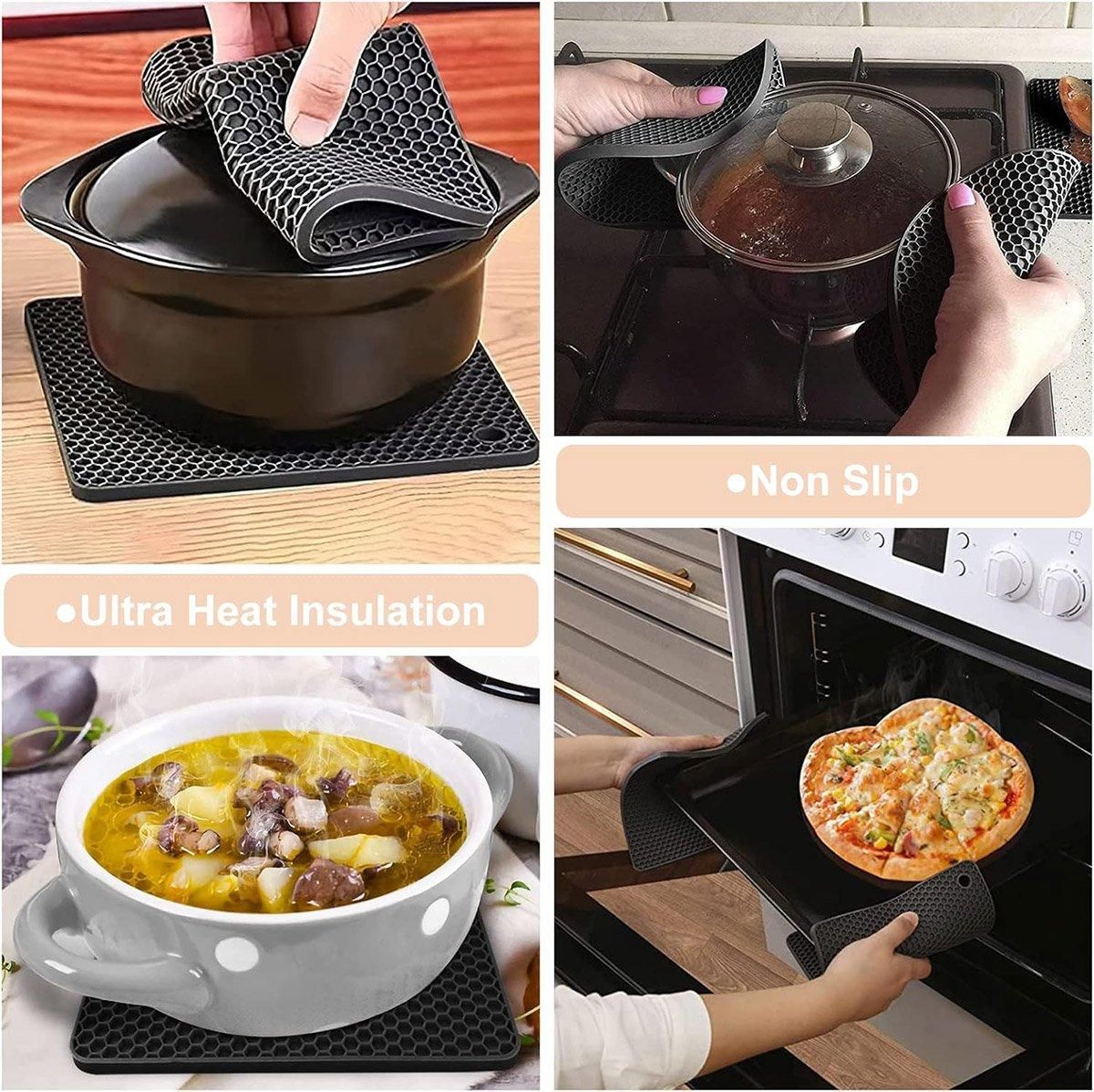 4pcs Silicone Honeycomb Heat Resistant Mats Table Cup Pot Coasters Home Kitchen - Green — image 5