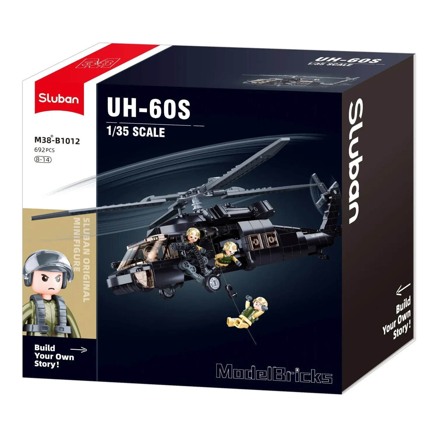 Sluban B1012 Model Kit UH60 Black Hawk Medical Rescue Helicopter US Army MEDEVAC Air Force Military Building Blocks DIY โ image 2