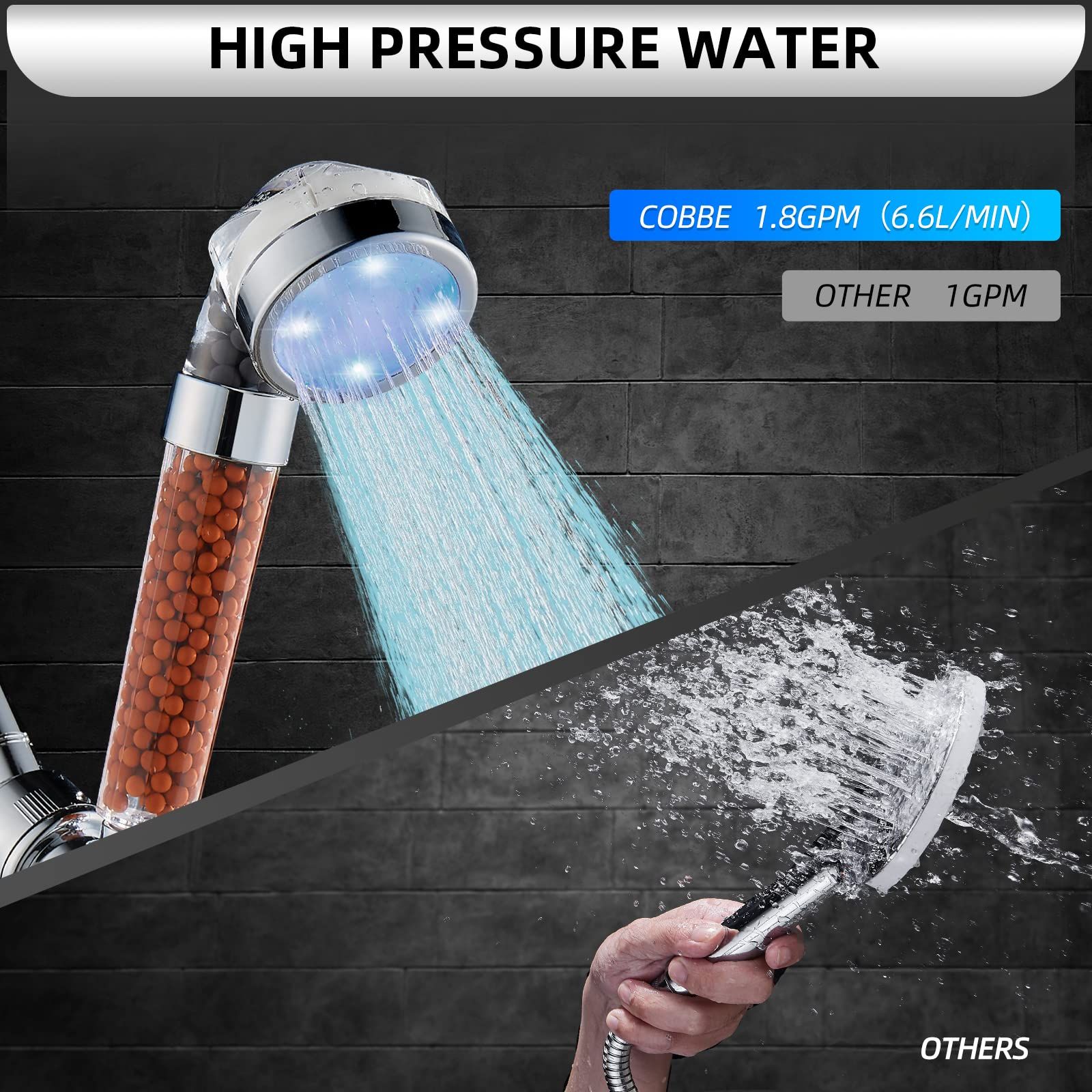 Filtered Shower Head with Handheld, High Pressure Shower Head with Filter, Water Saving Spray Handheld Showerheads — image 2