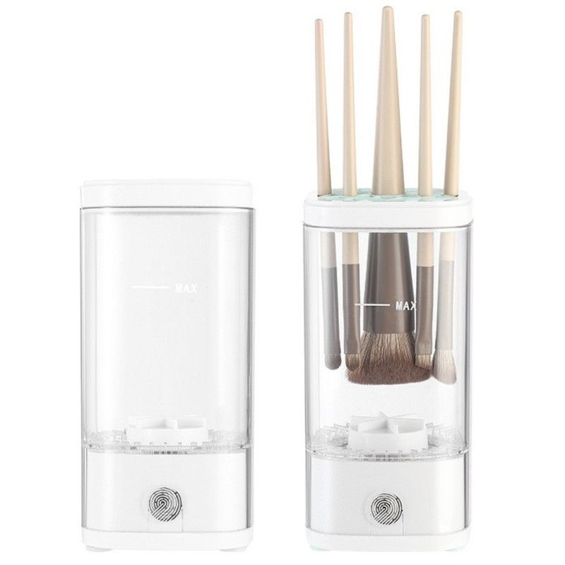Makeup Brush Cleaner, USB-Powered High-Speed Rotating Cosmetic Brush Washing and Storage Machine—White