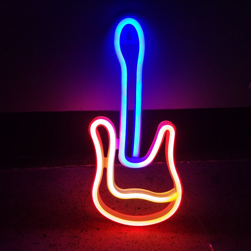 Neon Guitar Light, Neon Light,Art Neon Sign LED Guitar Neon Light Sign USB Operated Decorative Bar Pub Store Club Garage Home — image 2