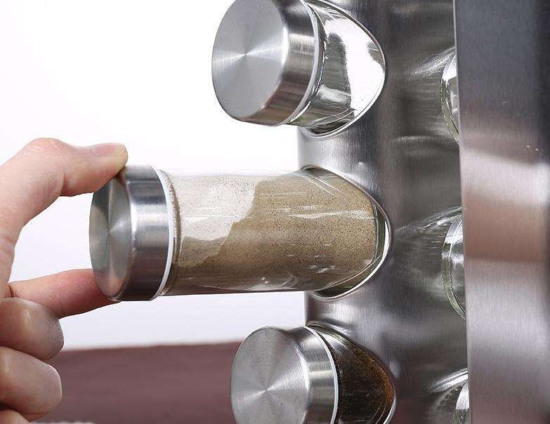 20 Glass Jars with Labels, Transparent, Rotating Spice Tower — image 6
