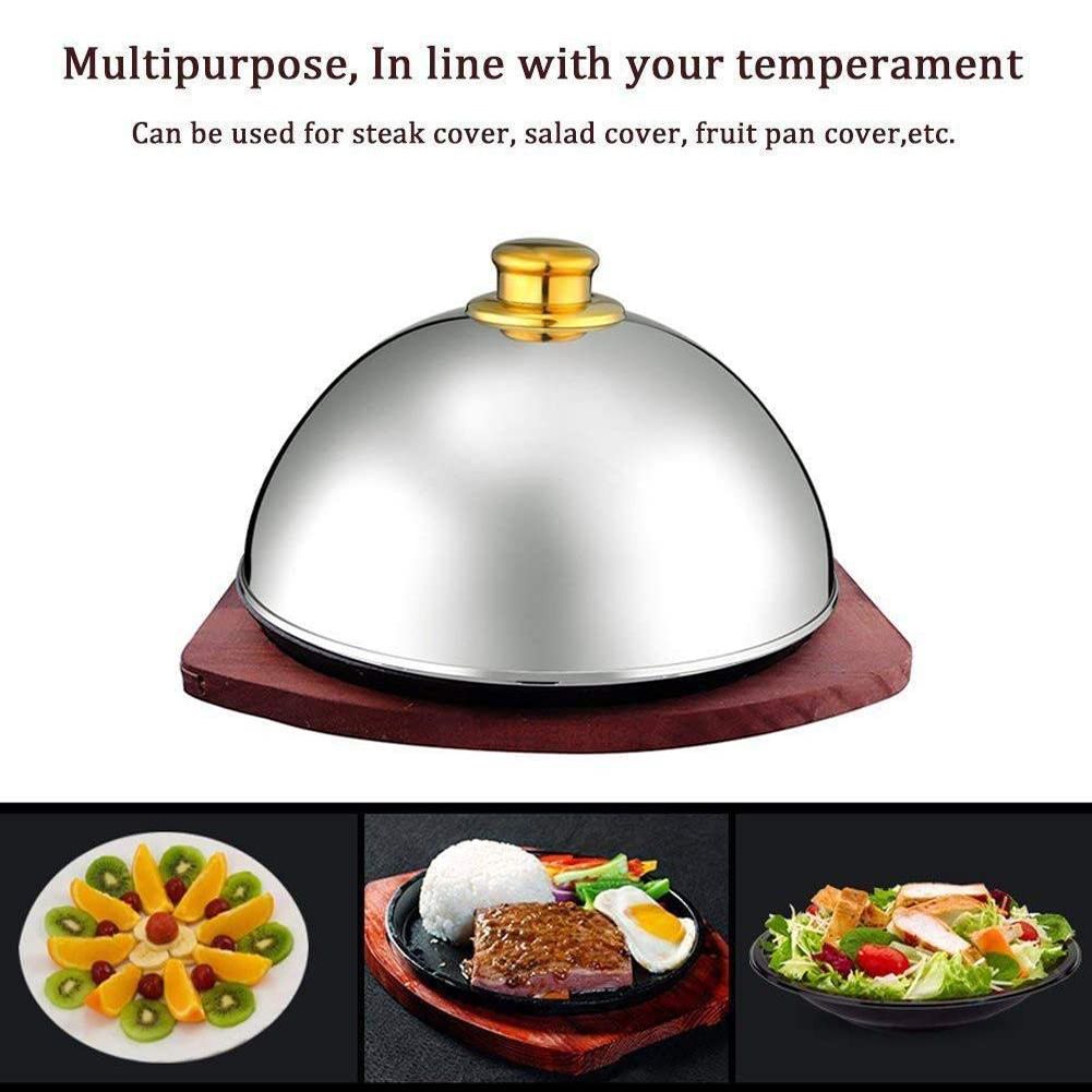 Stainless Steel Cloche Food Cover Dome Serving Plate Dish Dining Dinner for Home Kitchen Restaurant Cafe — image 2
