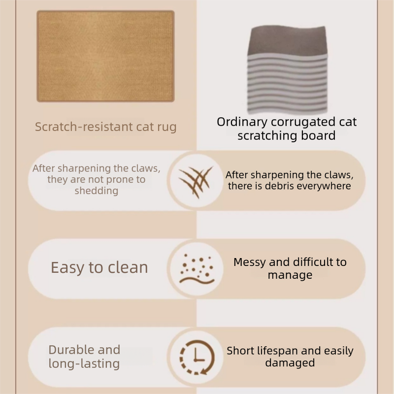 Grey S size 40*60cm Soft Cat Scratching Mat & Lounge Bed – Durable Furniture Protector Rug, Washable Scratch Pad for Cats and Small Pets — image 3