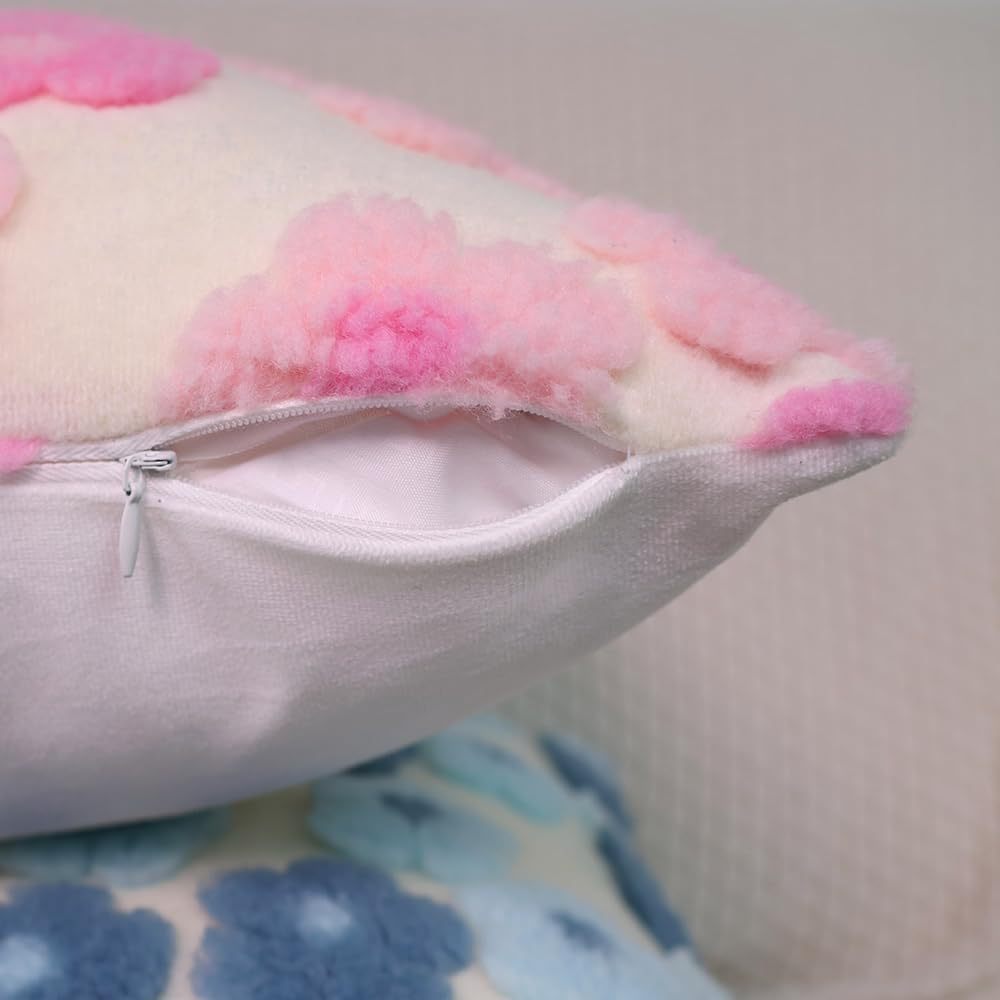Pink Charming 3D Floral Plush Cushion Covers - Set of 4, 45x45cm Soft Faux Lambswool Pillowcases for Sofa & Bed Decor โ image 6