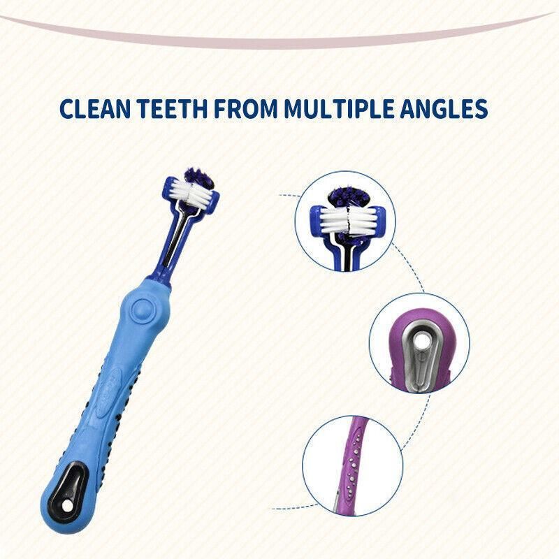 3-Sided Pet Toothbrush Dog Removing Bad Tartar Breath Dental Cleaning Mouth - Purple — image 6