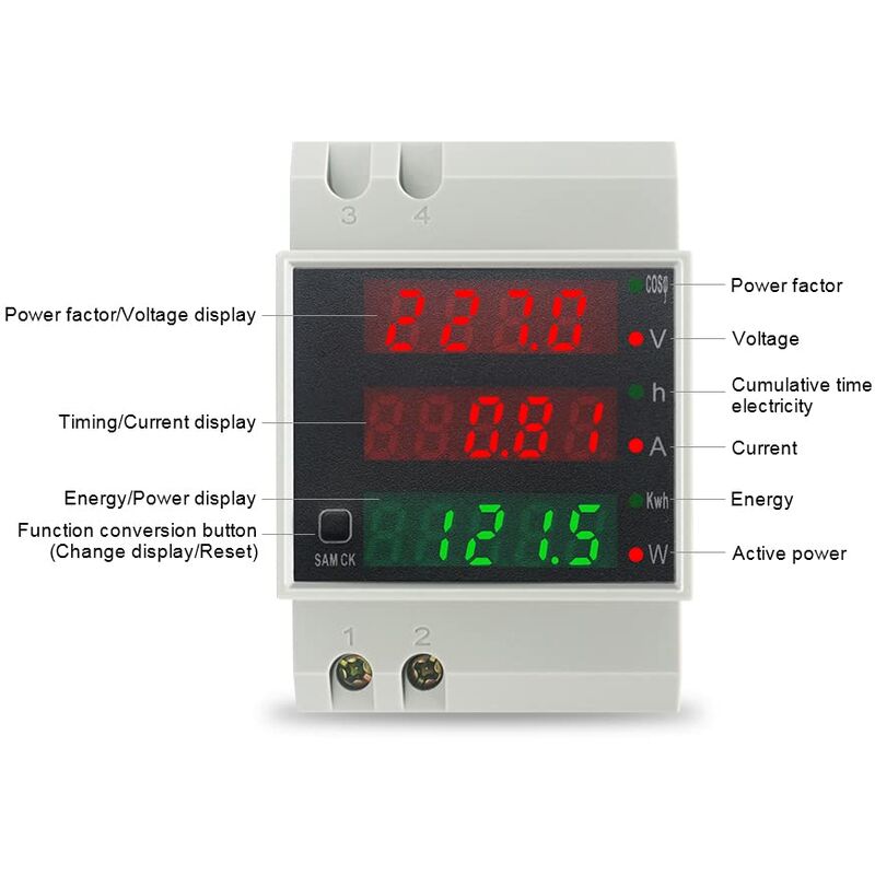 Din Rail Electricity Meter Single Phase Energy Meter Digital Voltmeter Ammeter Ac 80-300V 100A Wattmeter 1 Phase Power — image 2