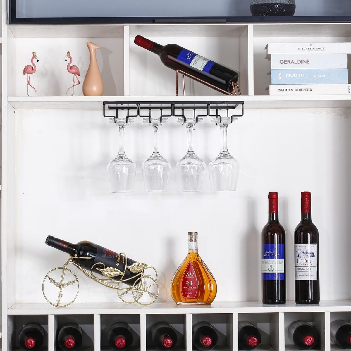 Wine Glass Holder - Wine Glass Hanging Rack - Wine Glass Holder - Wine Rack - 4 Rows - Wine Glass Holder - Wine Glass Rack - Wine Glass Organizer - Glass — image 2