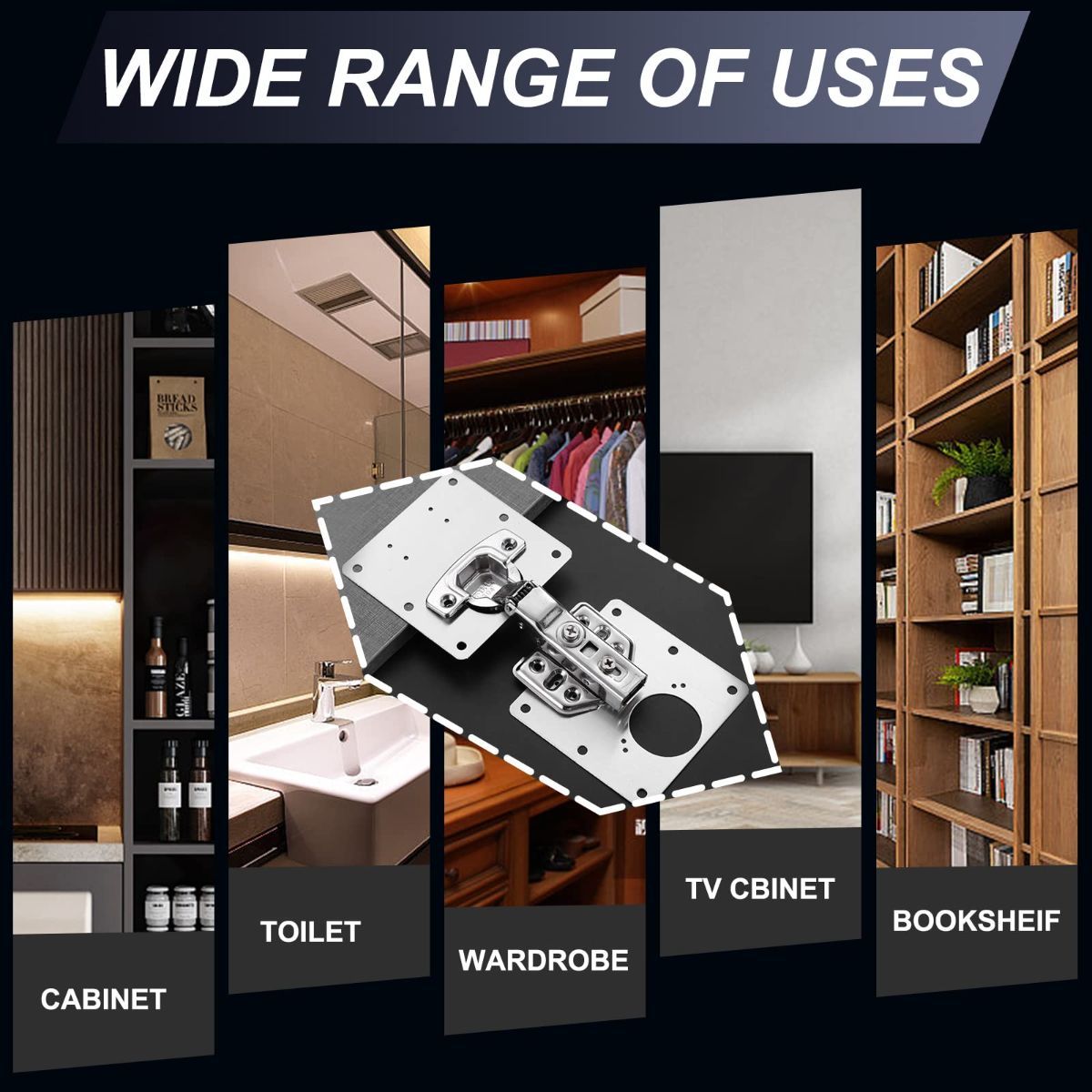 Cabinet Hinge Repair Plate Hinges Repair Fixing Plates Cabinet Repair Board | 6 PCS Stainless Steel Kitchen Cupboard Door Hinge Repair Brackets Kit, Cabinet — image 5