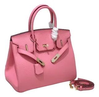 2025 - Euro-american Elegant Lychee Leather Shoulder Bag- Birkin 35 Color Rosa Sakura
