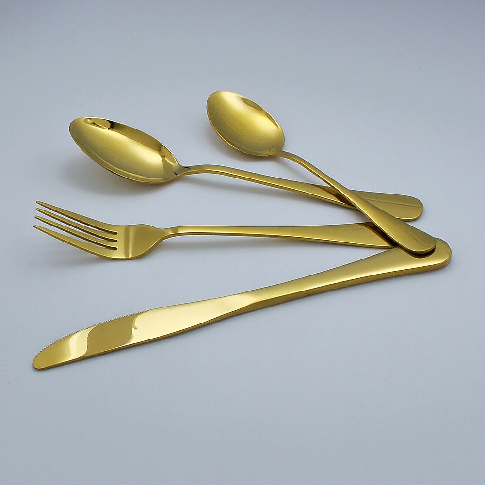 24-piece Gold Cutlery Flatware Stainless Steel Silverware Set Reflective Mirror Finish โ image 4