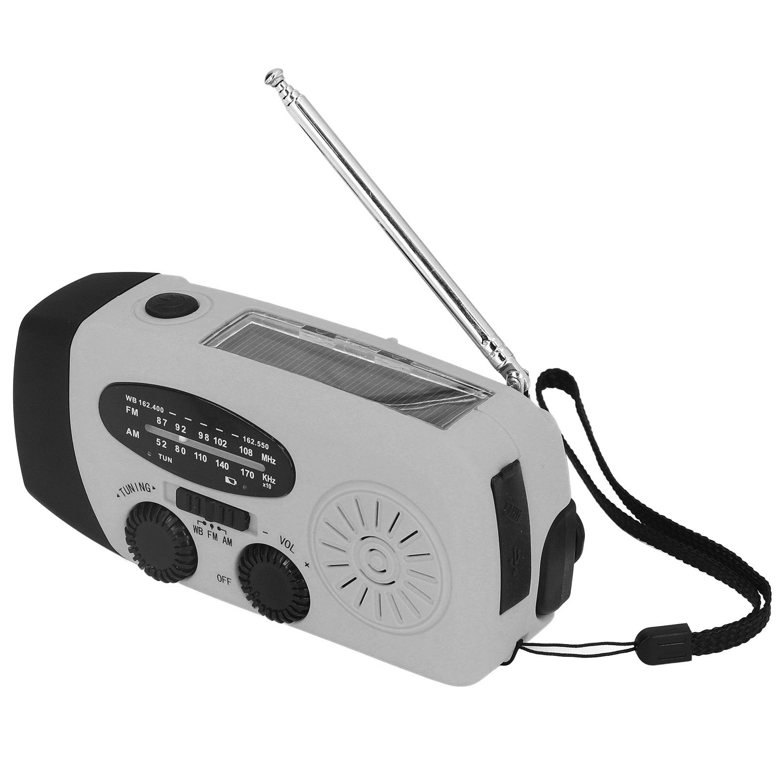 Hand Crank Solar Radio Multifunctional Emergency Radio LED Radio with Flashlight for Outdoor CampingSilver Gray America — image 4
