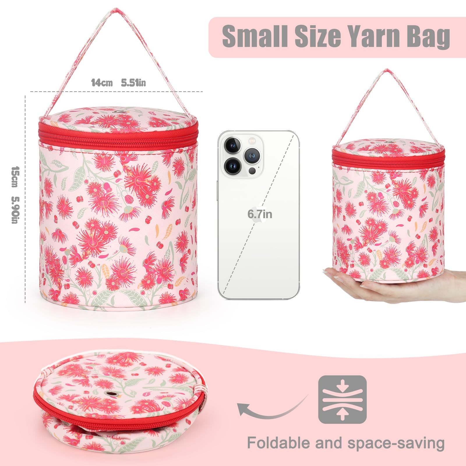 Small Yarn Storage Bag, Portable Knitting Bag with Hole for Crochet Beginners and Young, Small Size Knitting Projects Organizer โ image 4