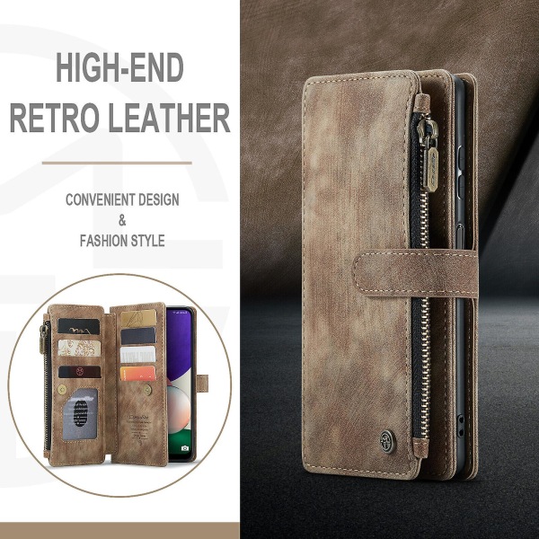 Compatible with Samsung Galaxy A22 5G Case Wallet Durable PU Leather Magnetic Flip Zipper Card Holder - Brown ingen_max โ image 3