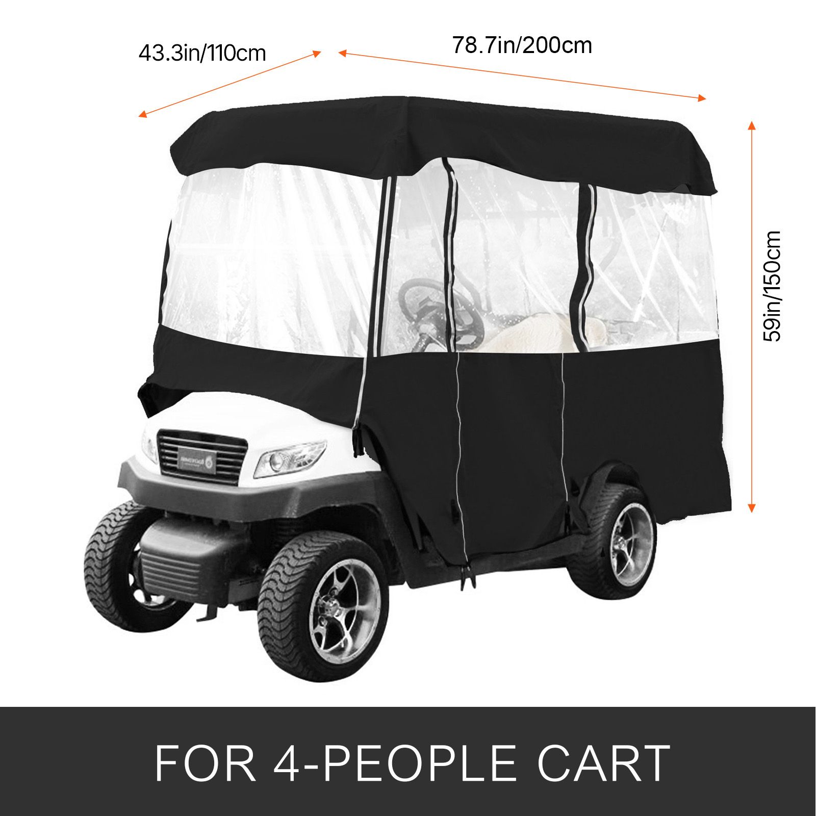Golf Cart Enclosure, Polyester Driving Enclosure, Club Car Covers Universal Fits for 2+2 Passenger Golf Carts, Sunproof and Dustproof Outdoor Cart Cover โ image 2
