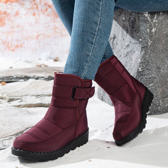 Women's Waterproof Snow Boots, Warm Fleece-Lined Winter Boots with Non-Slip Outdoor Sole for Cold Weather Walking, Size 40, Claret โ image 6
