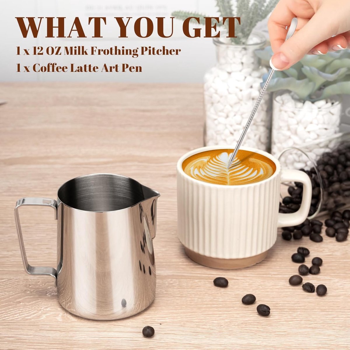 Milk Frothing Cup - 350ml Milk Frothing Cup - Clear Markings - Cappuccino Espresso Machine Accessory Made of Stainless Steel 304 - Suitable for Barista Coffee โ image 3