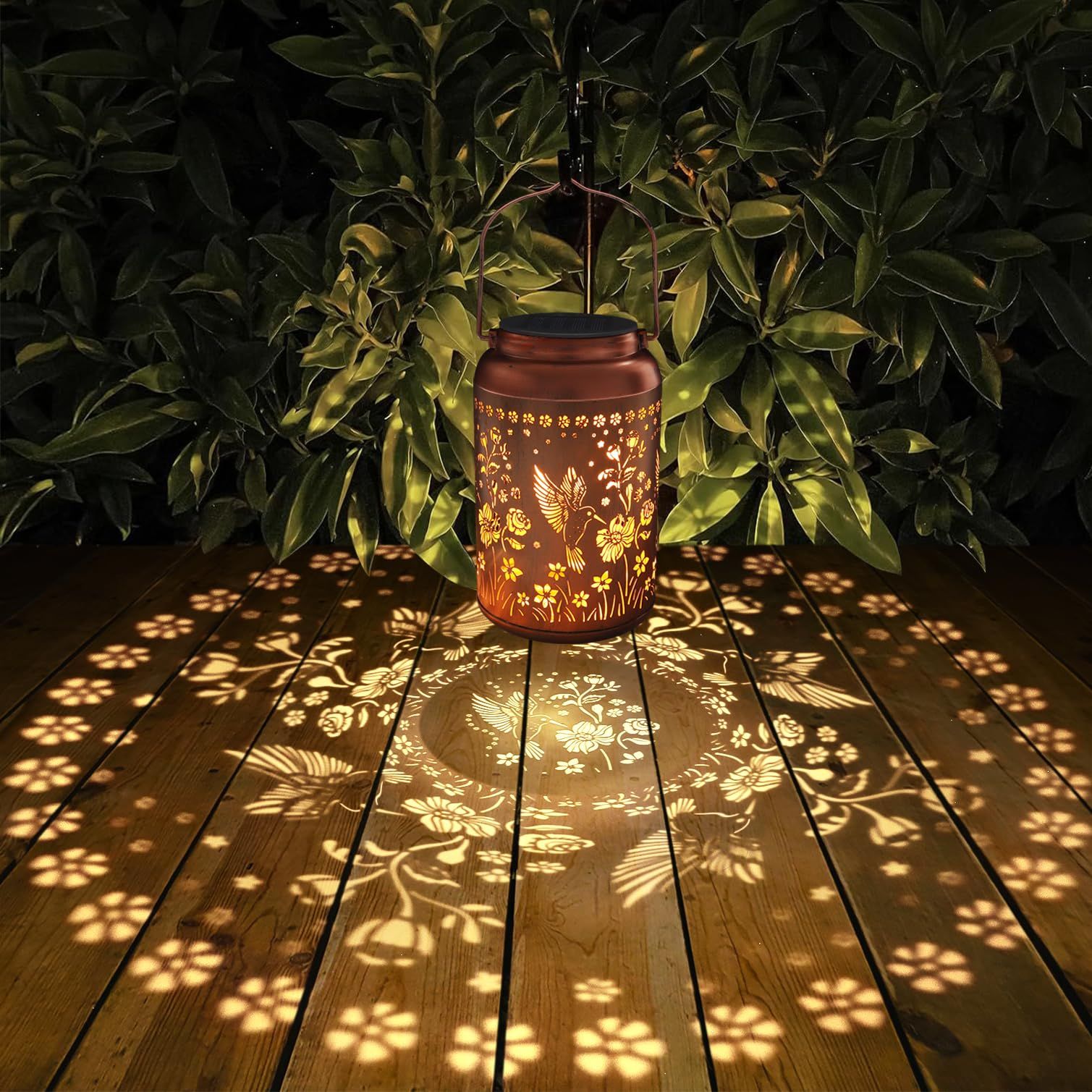 Solar Lanterns Outdoor Waterproof Hummingbird Garden Decor Gifts for Women Mom Grandma Hanging Solar Lights Metal Solar Decoration Outside for Yard, Patio — image 2