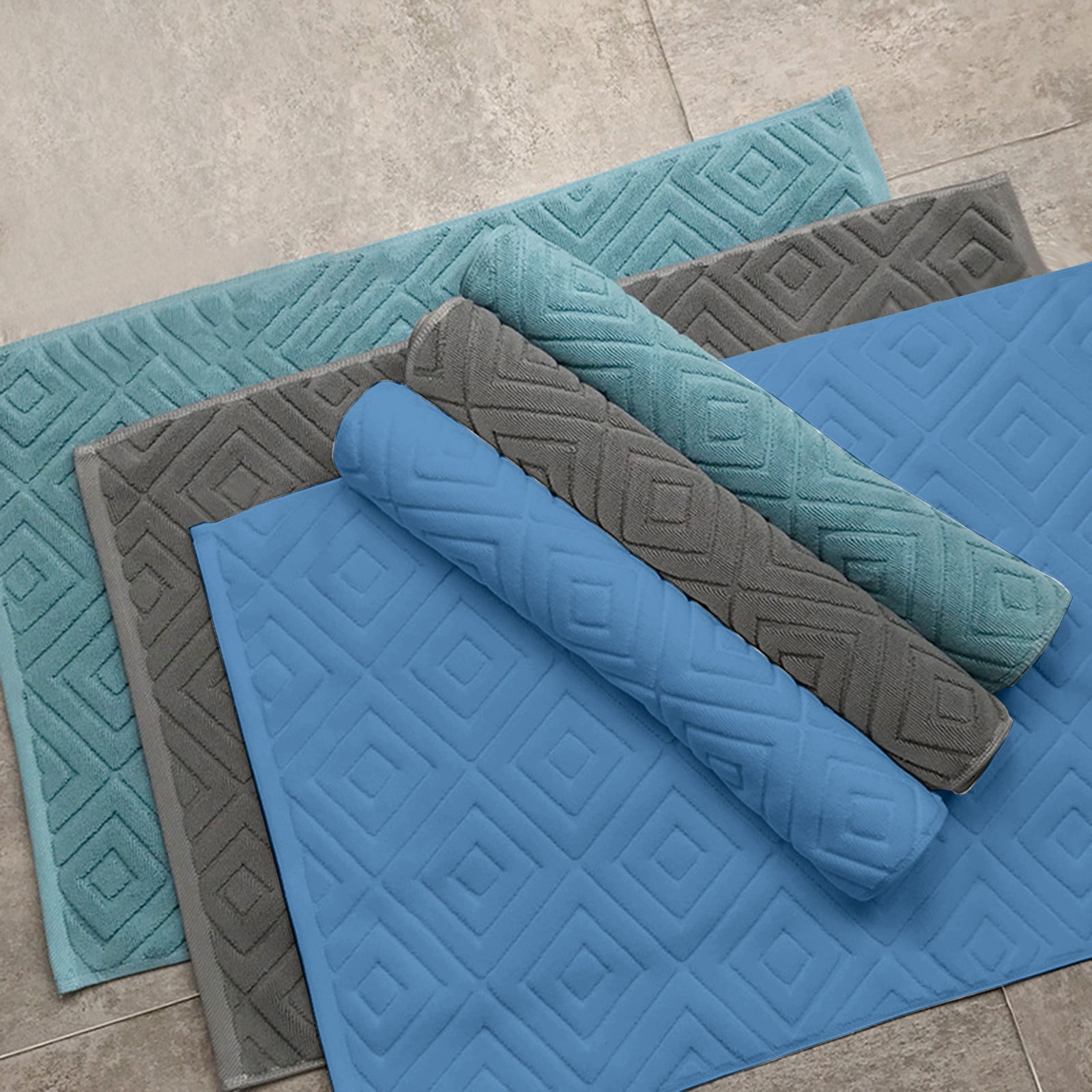 2PCS White Cotton Classic Rug Bath Mats Absorbent Cotton Hotel Spa Shower Bathtub Mats [Not A Bathroom Rug] Machine Washable Shower Bathroom Floor Towel C 1PCS — image 4