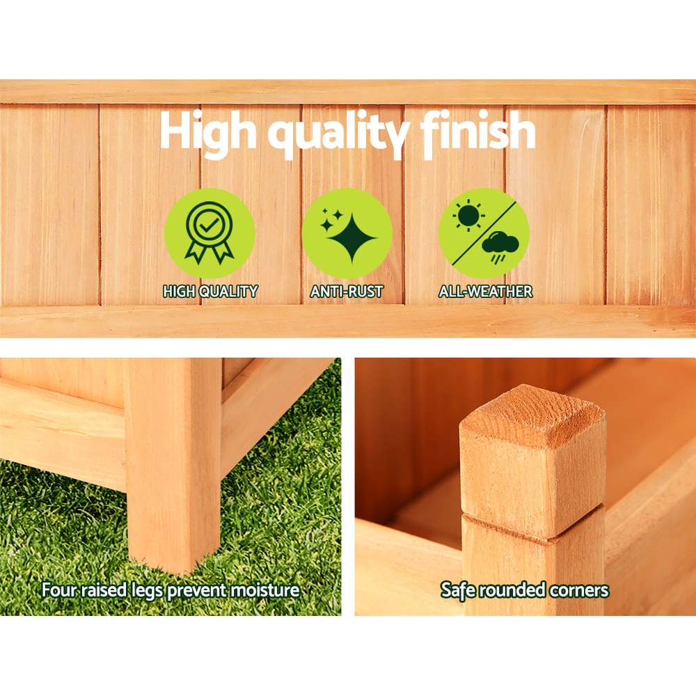 Green Fingers Garden Bed 60x30x33cm Wooden Planter Box Raised Container Growing β image 4