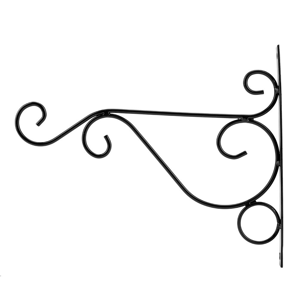 Iron Plant Hanger Wall Hanging Bracket Flower Hook for Home Garden Decoration 30 × 21cm(Black) — image 2