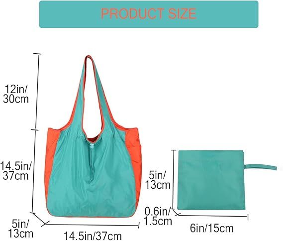 2 Pack Reusable Shopping Bags - 55LB Heavy Duty Foldable Grocery Tote Bags with Pockets, Machine Washable Nylon — image 5