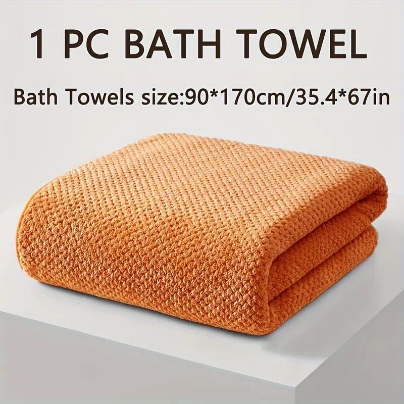 Modern Pineapple Grid Design Ultra-Soft Coral Fleece Bath Towel｜90x170cm Extra Thick Strong Absorption, Suitable for Bathroom, Gym, Hotel, and Home