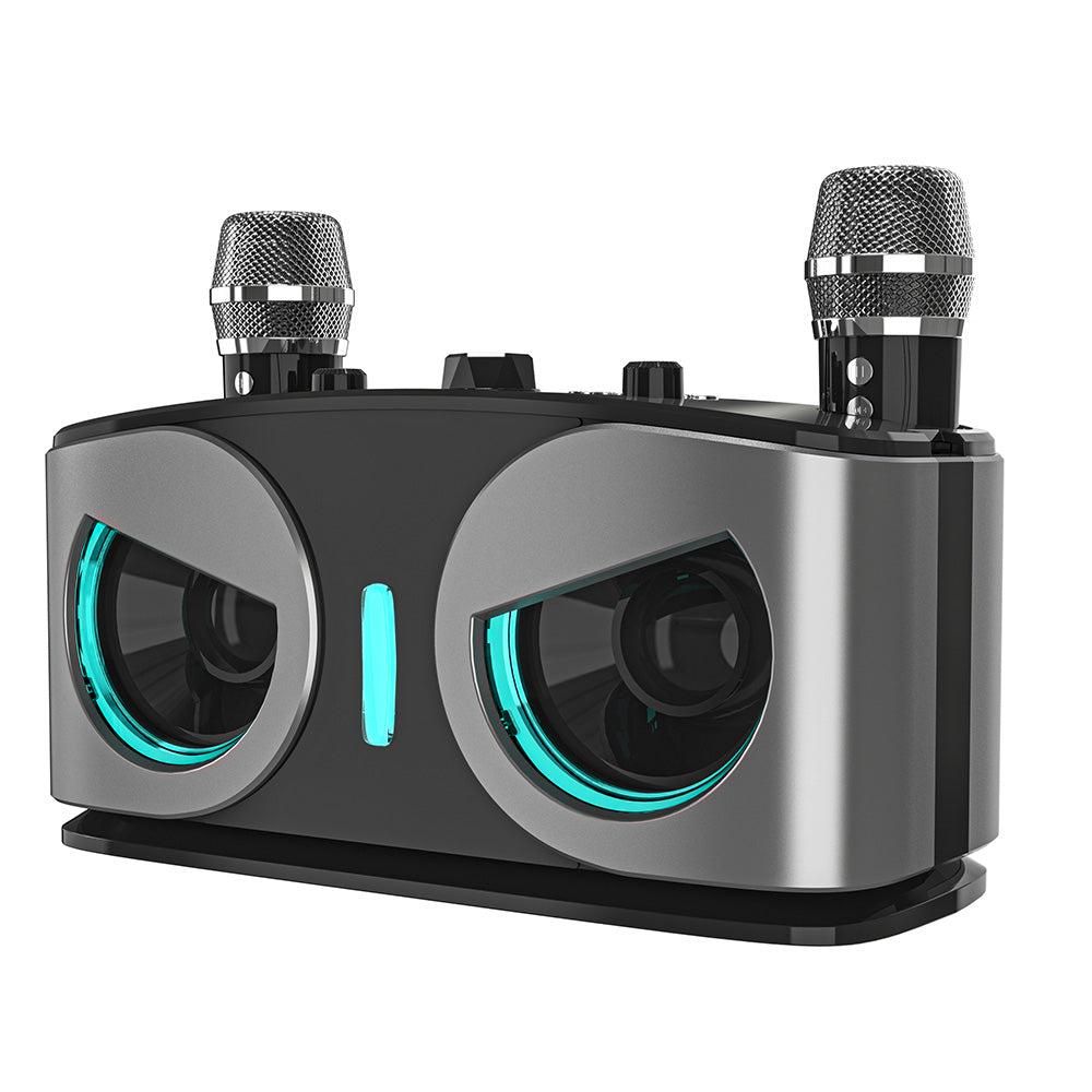 Wireless Bluetooth Karaoke Speaker with 2 Microphone Home KTV Set Grey — image 2