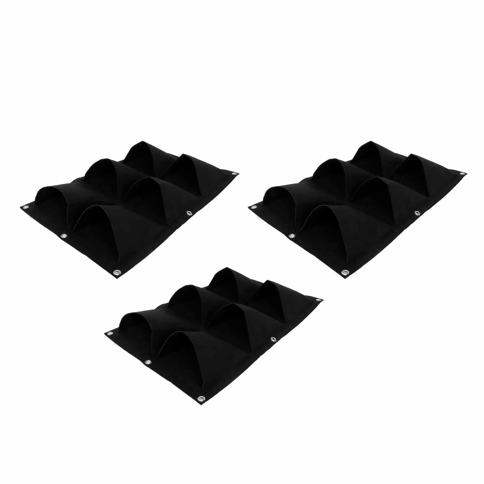 3Pcs 6 Pocket Plant Growing Bag Degradable Wall Hanging Felt Planter Bags Garden ToolBlack — image 4