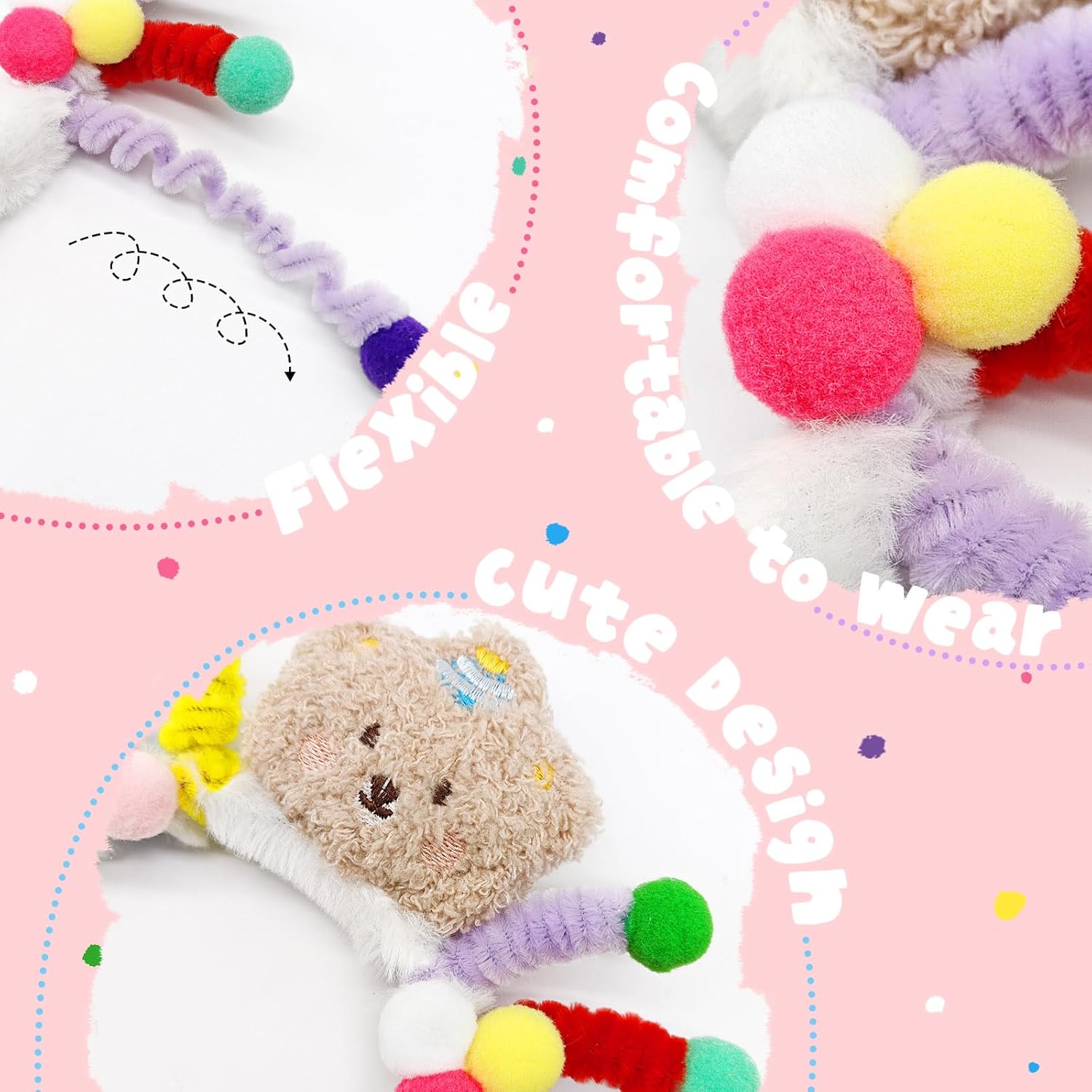 Cute Headband for Toddler Girls, Crazy Hair Day Accessories Kids, Stocking Stuffer Little Girl, Girls Washing Face and Skincare, 1 PCS β image 4