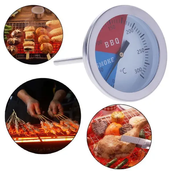 BBQ Grill Thermometer, Stainless Steel Temperature Gauge for Charcoal Grills and Smokers, Weber Compatible, Silver, 52 mm — image 2
