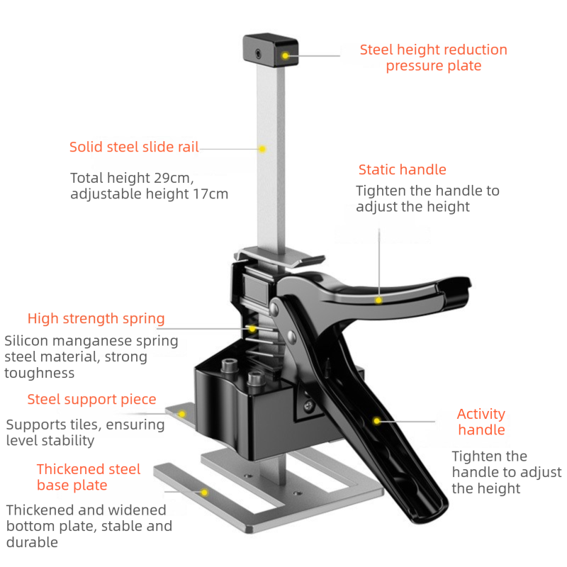 Two-Piece Heavy-Duty Metal Tile Lifter (29cm Max Lift)- Dual-Rod Precision Height Regulator for Large Tiles and Slabs — image 3