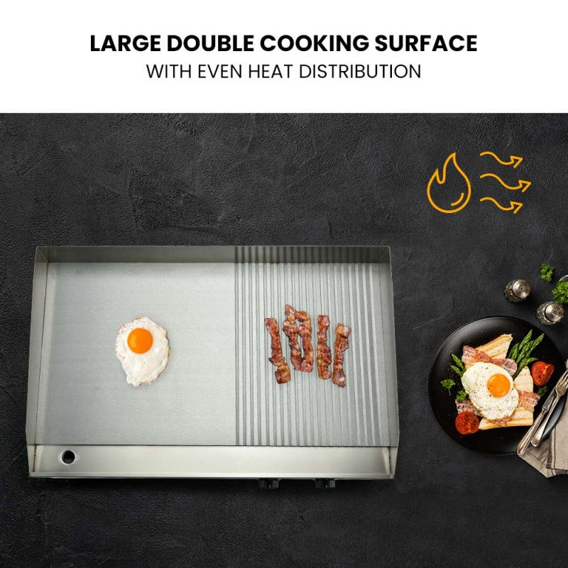 THERMOMATE Commercial Electric Griddle TH-G06, 4400W 73x40cm Half Ribbed Dual Surface โ image 3