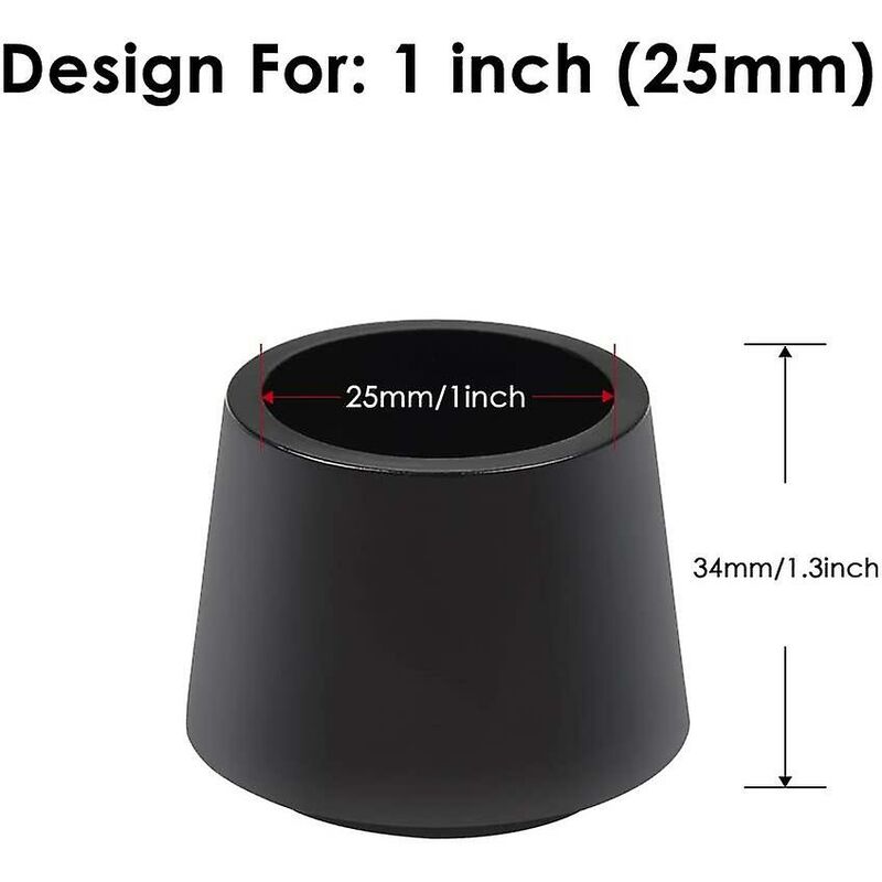 16 Pack Chair Leg Protectors, Chair Leg Caps Rubber Chair Leg Protection End Caps, Inner Diameter - 1 Inch / 25 Mm — image 2