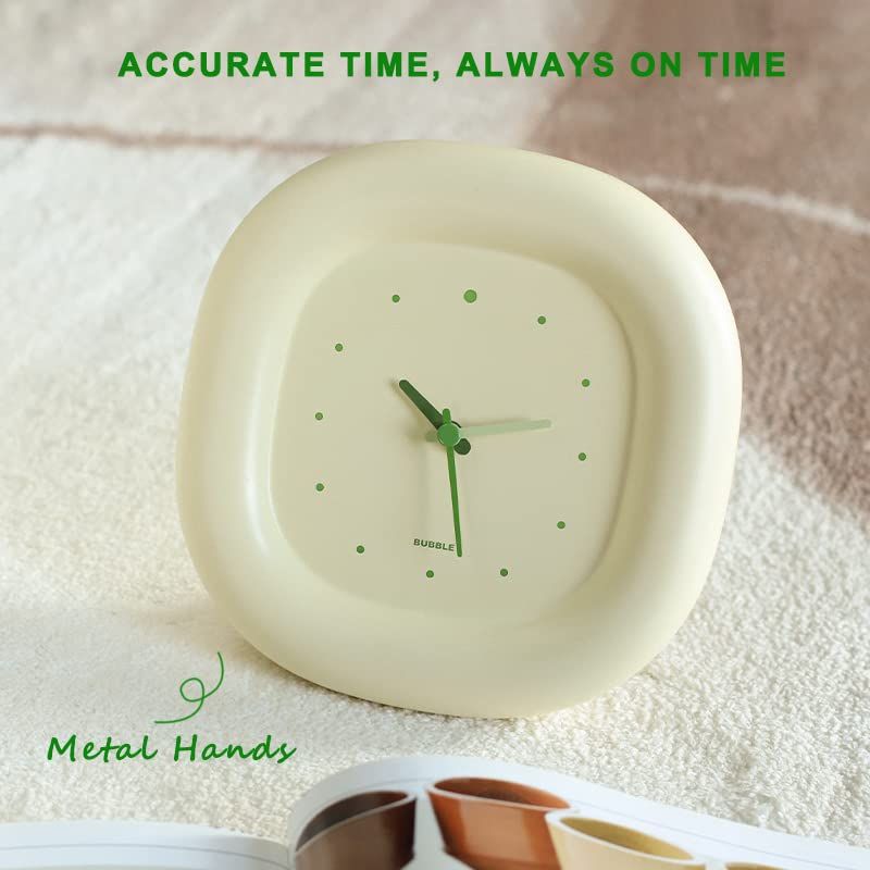 7”Cute Silent No-Ticking Desk Wall Clock, Small Bubble Minimalist Modern Table Analog Clock, for Bedside/Bedroom/Kitchen/ (Green) — image 5