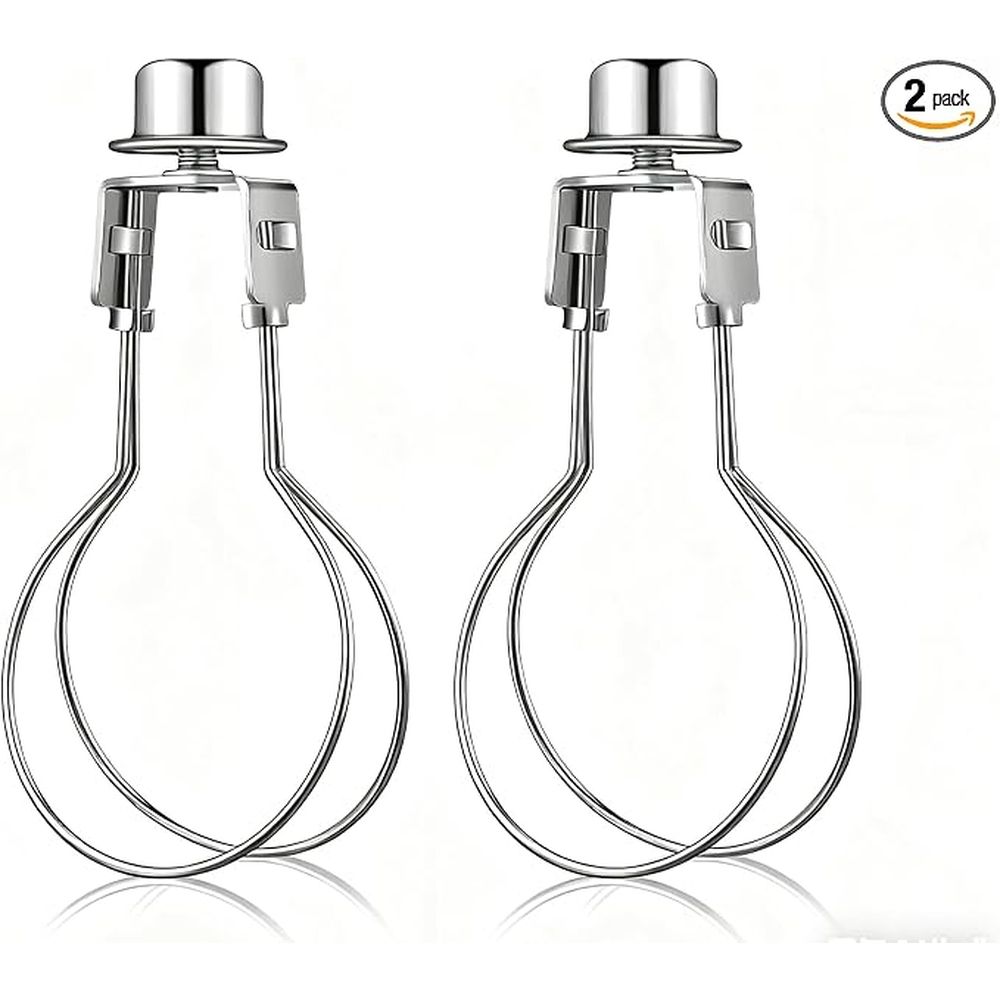 2 Pcs Bulb Lamp Shade Clip Adapter with Finial & Levellers, Light Shade Replacement Part, Silver