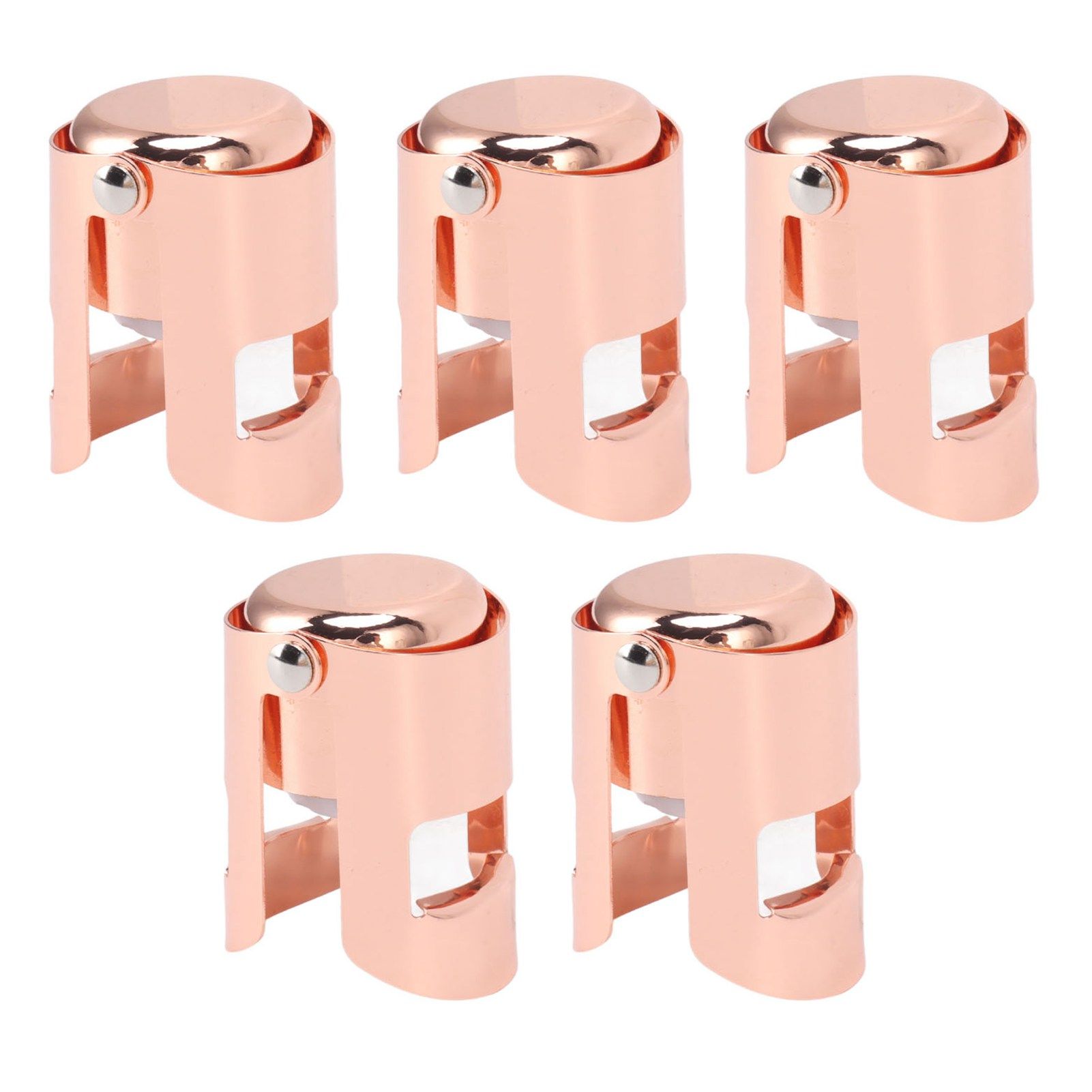 5Pcs Champagne Bottle Stopper Stainless Steel Champagne Sealer Plug Reusable Wine Saver for Wine Bottles Sparkling Bottles Rose Gold โ image 2