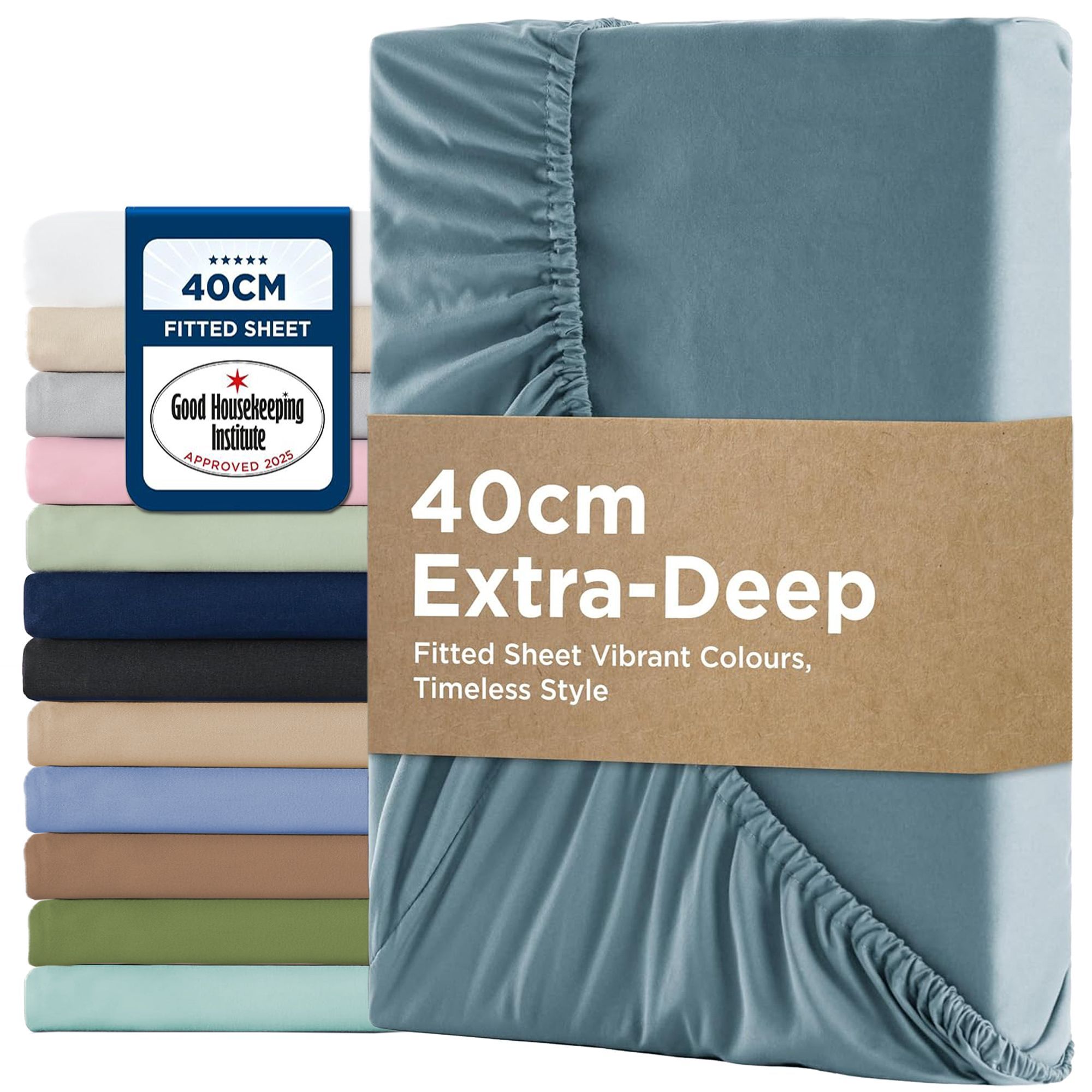 2000TC Hotel Quality Fitted Sheets - 2 Piece Fitted Sheets -Breathable Bedding - Wrinkle, Fade, Stain Resistant- 16inch/40cm Deep Pocket Fitted Bed