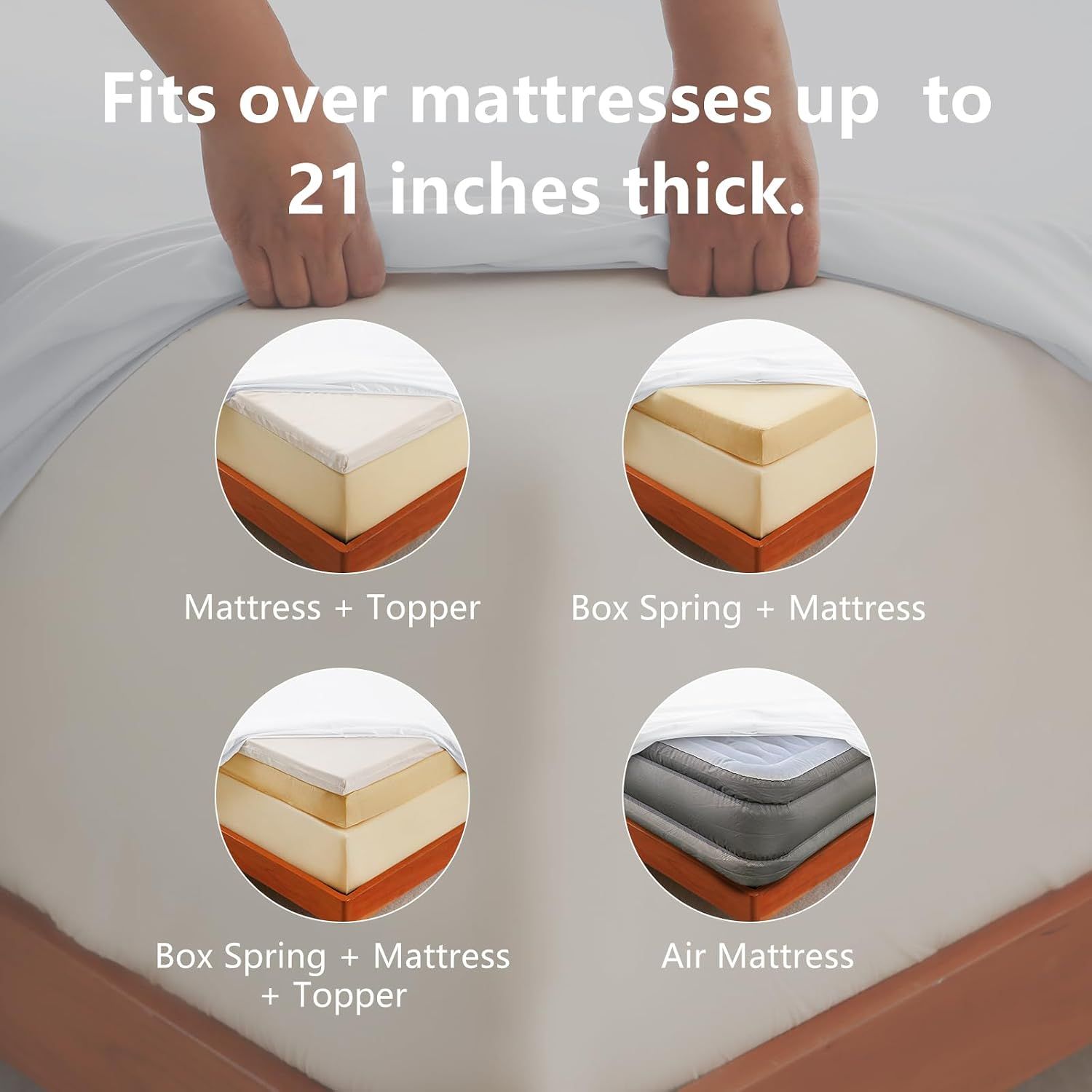Hotel Soft Bed Sheet Set- Bedding Sheets & Pillowcases -Breathable Bedding - Wrinkle, Fade, Stain Resistant-Deep Pocket Flat Fitted Bed Sheet Set(Raw — image 5
