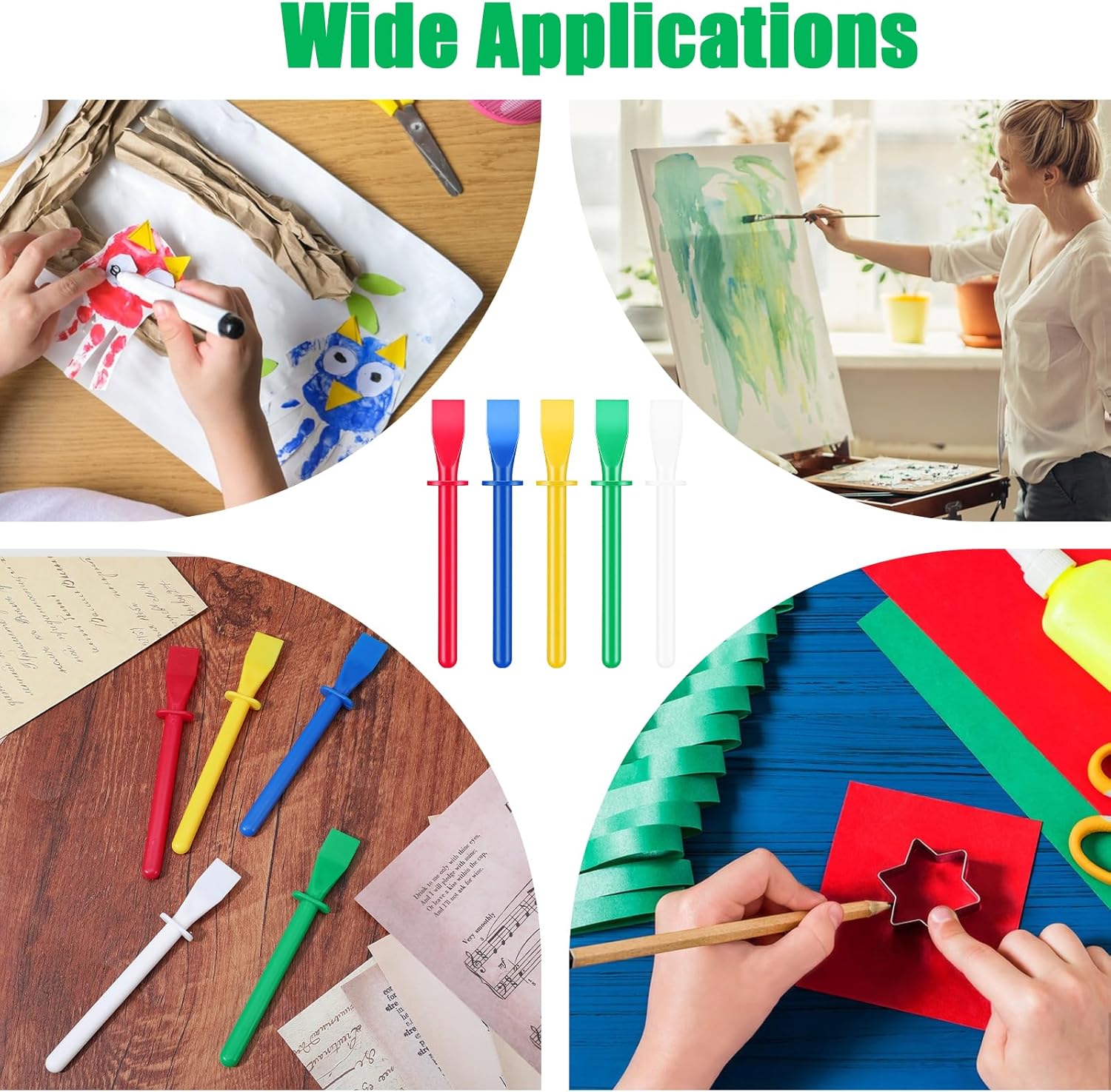15Pcs Silicone Glue Brush,Reusable Glue Spreader Plastic Spreader Tool Set for DIY Painting Mixing & Spreading - Flatback — image 5
