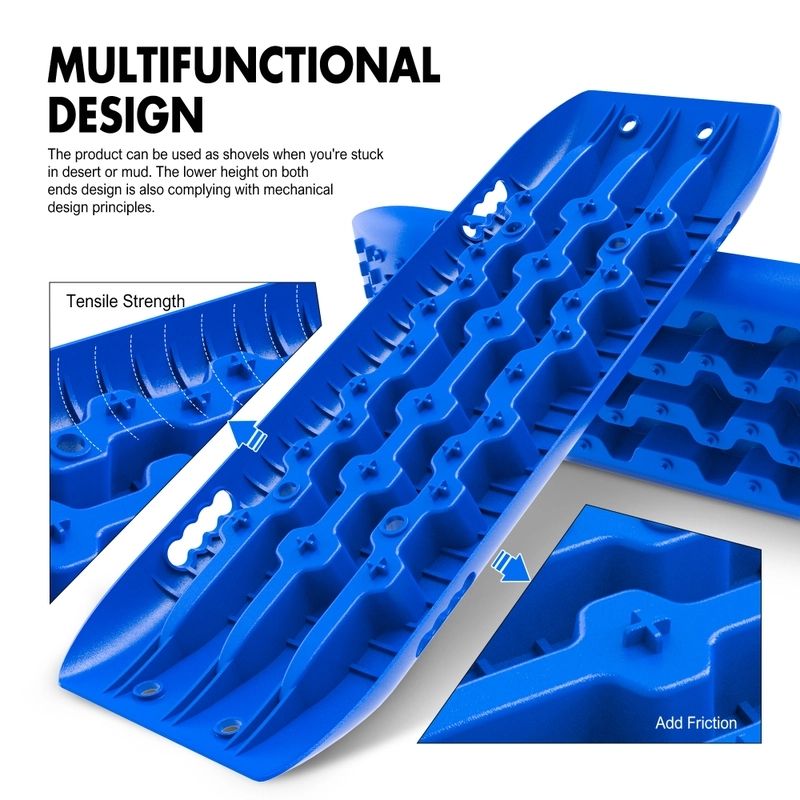 X-BULL KIT1 Recovery track Board Traction Sand trucks strap mounting 4x4 Sand Snow Car BLUE — image 5