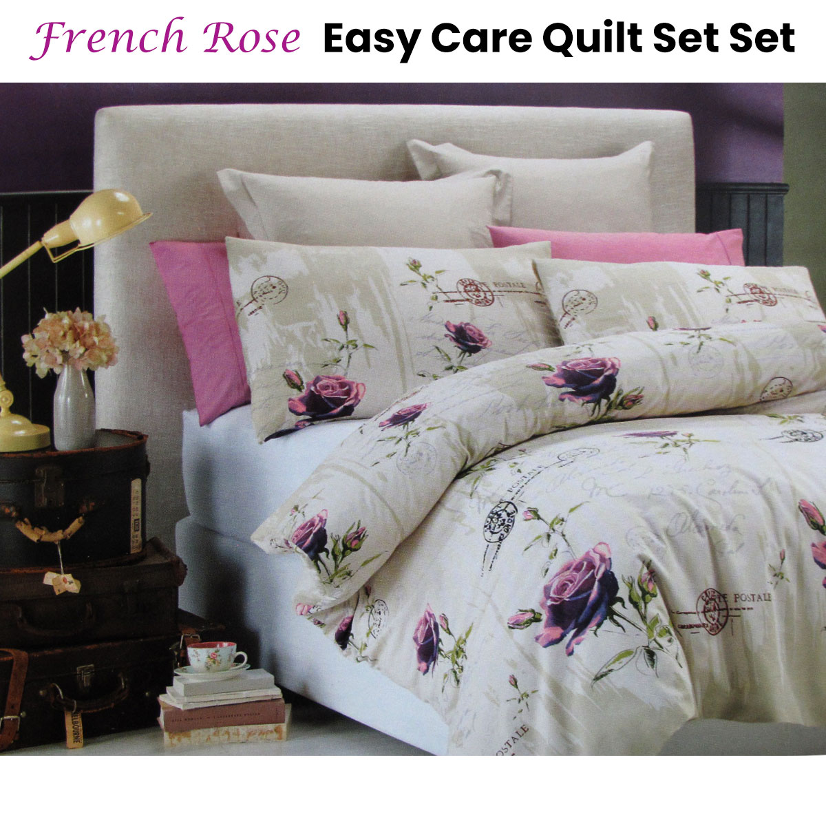 Belmondo French Rose Easy Care Quilt Cover Set Queen — image 2