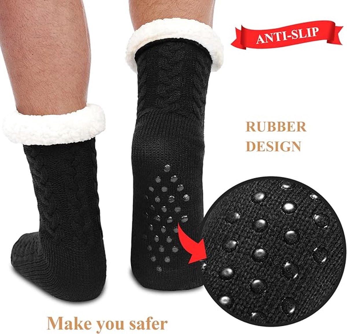 House socks - fluffy warm coral fleece lined - non-slip socks for men and girls - Thick Winter coral fleece - Sleep socks - Postpartum socks - Fluffy Slipper — image 4