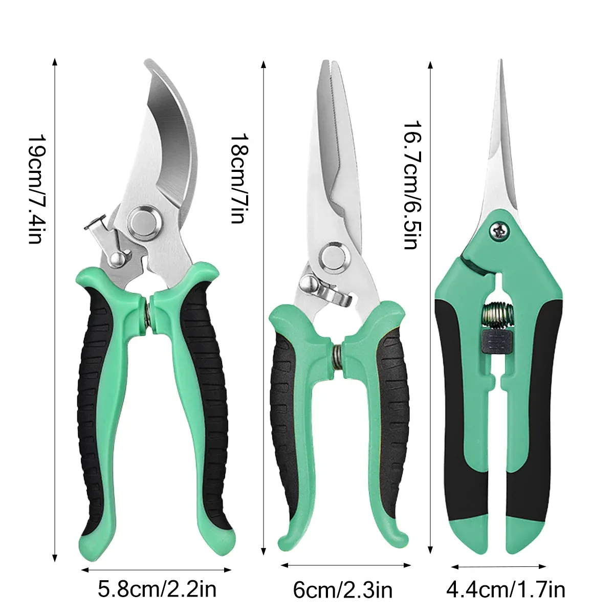 3PCS Stainless Steel Garden Shears Set Multi Function for Pruning Trimming Plants — image 3